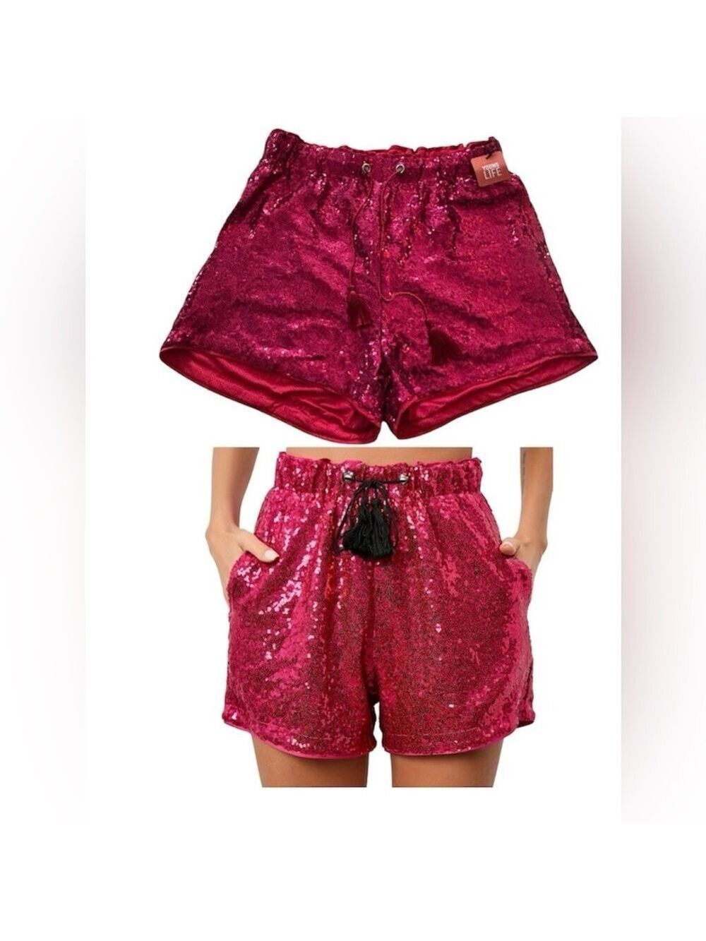 NEW- Sequined Shorts Women's XL - Picture 1 of 10